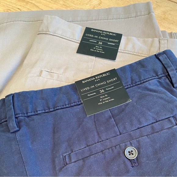 Banana Republic Lived-In chino shorts (2 pair, Grey/Navy) - Picture 5 of 8